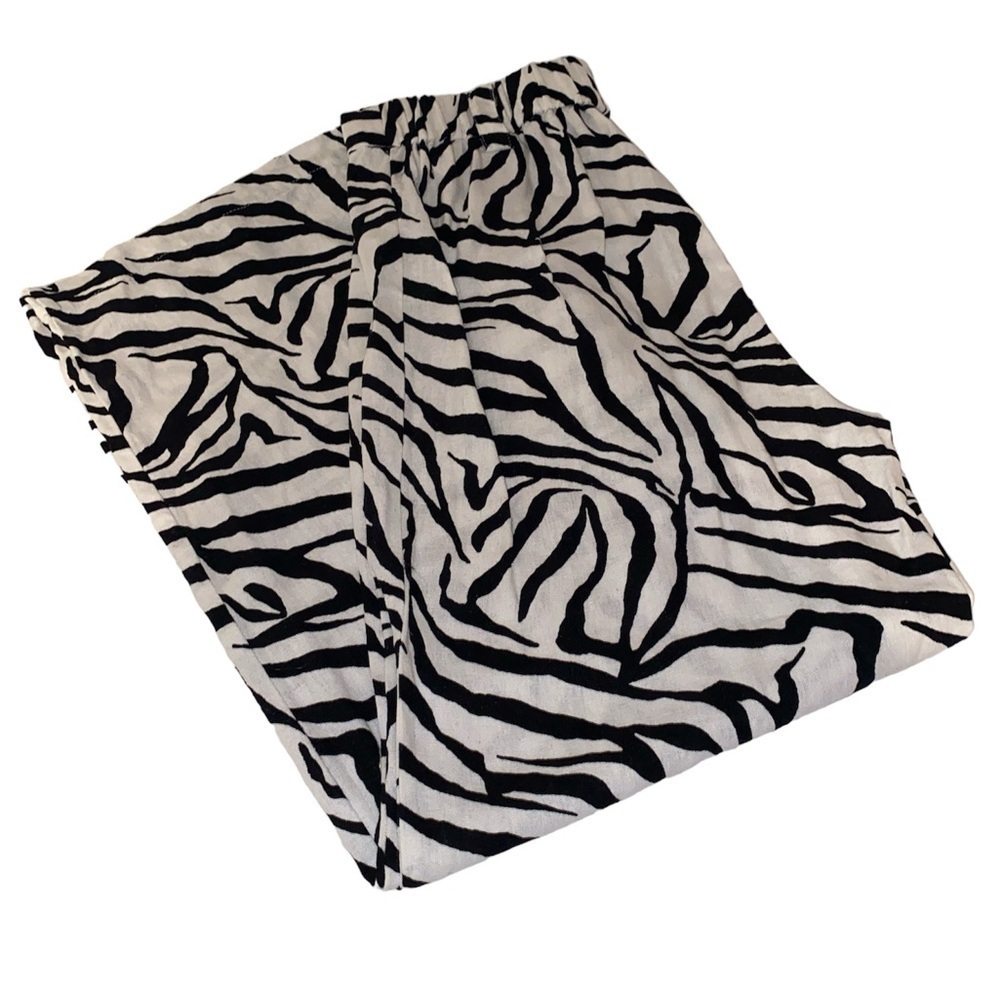 Rachel Zoe trouser pants zebra print pull on elastic in back @waist size small